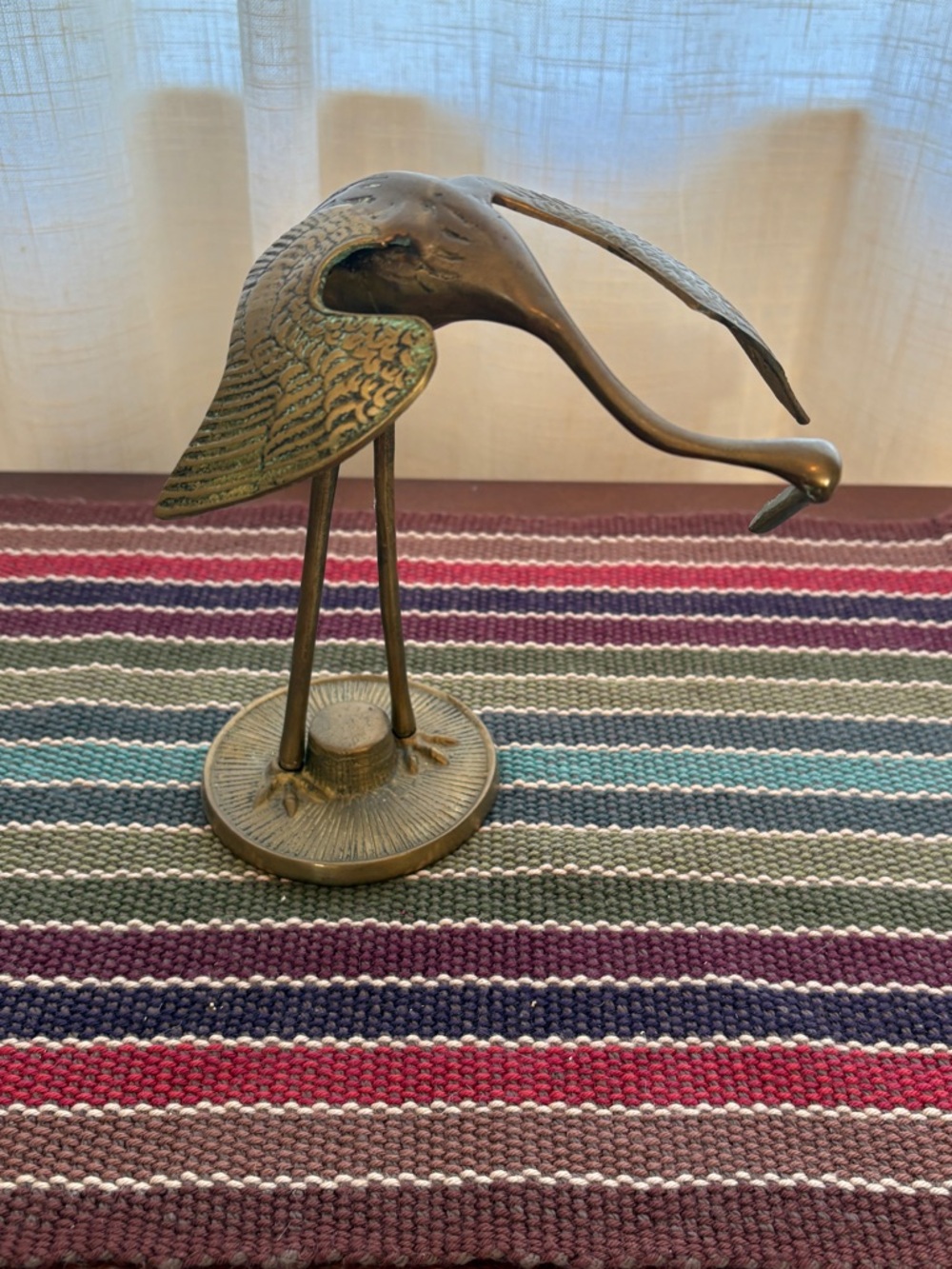 Brass Crane Figurine - Vintage-Inspired Brass Bird Sculpture